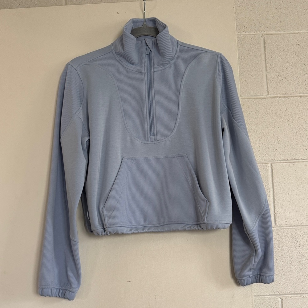 Lululemon Softstreme Half Zip Funnel Neck in Baby Blue